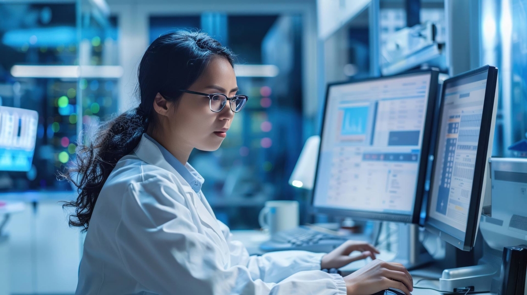 Doctor using computer